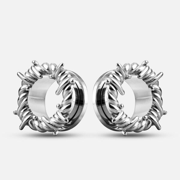 2PCS 316L Stainless Steel Round Thorns Ear Gauges Plugs Tunnels Expander 18K Gold