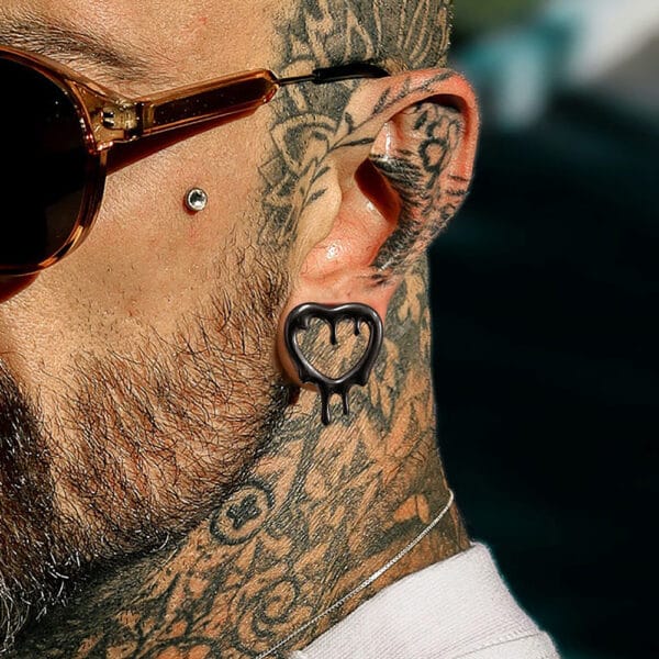 2PCS Stainless Steel Heart Drops Ear Gauges Plugs Tunnels Expander