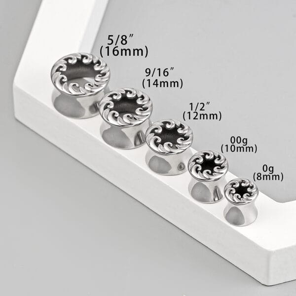 2PCS Ocean Waves Ear Gauges Hypoallergenic