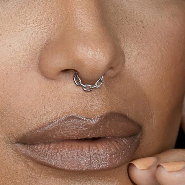 1PC Round Chain Septum Clickers Nose Rings