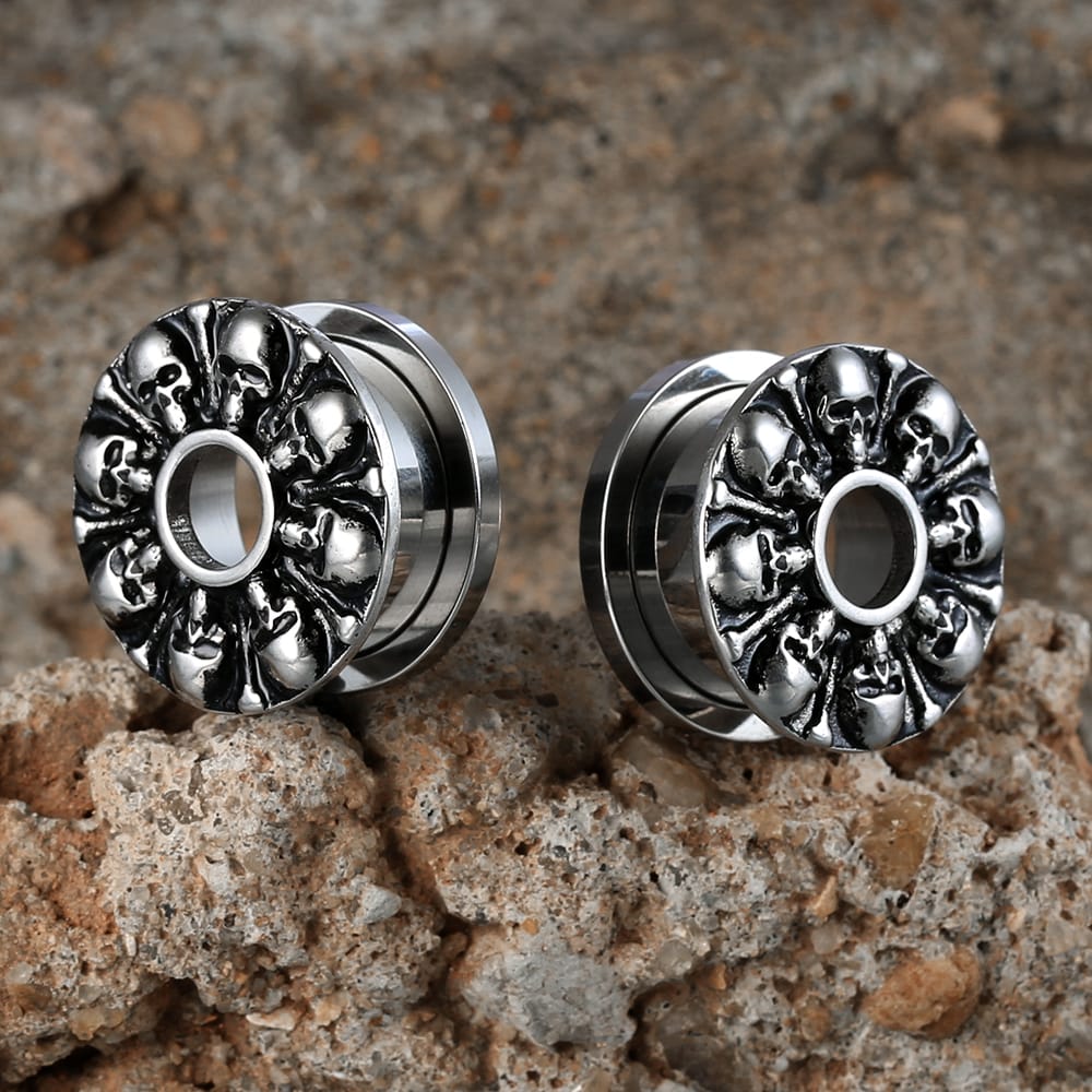 Skull Punk Ear Plugs Tunnels - Image 3
