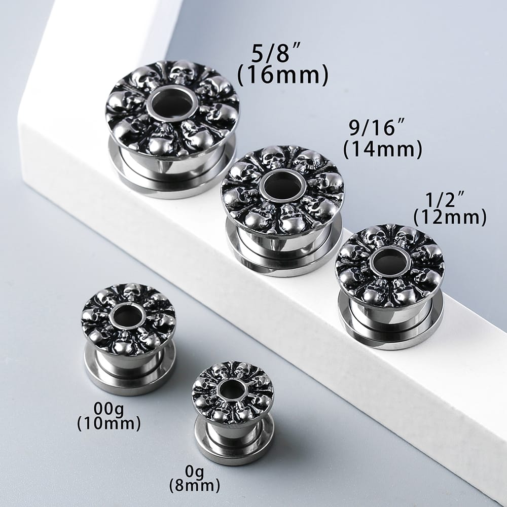 Skull Punk Ear Plugs Tunnels - Image 6