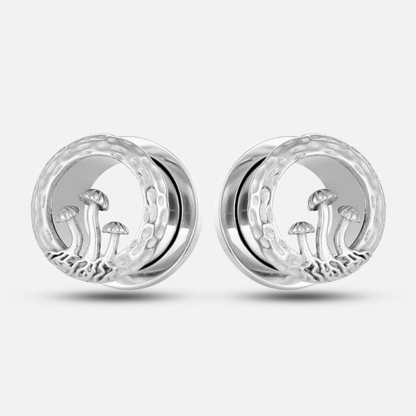2PCS Stainless Steel New Magic Mushroom Ear Tunnels Plugs