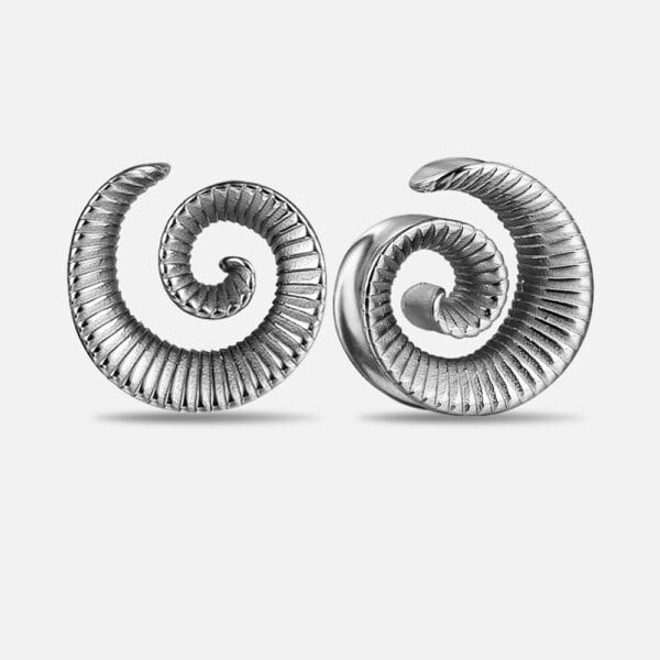 2PCS 316 Stainless Steel Cool Ear Tunnels Plug Spiral Saddle