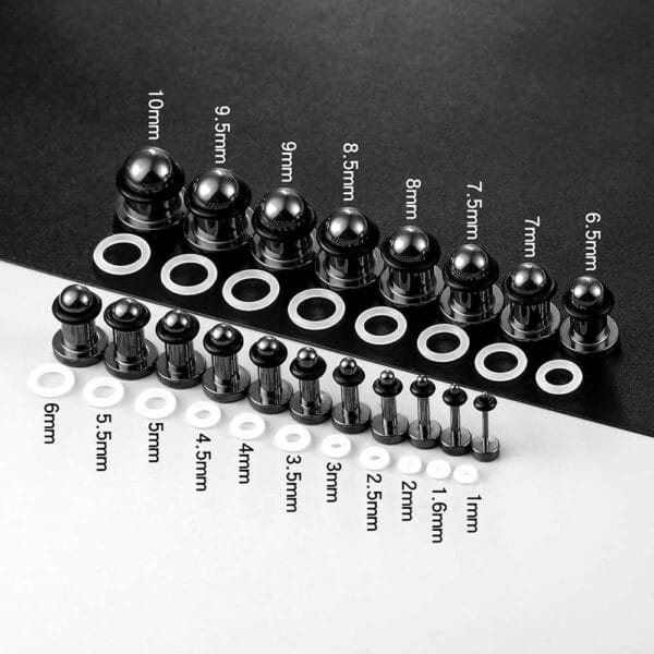 Set Basic Ear Gauges Tunnel 0.5mm Increments