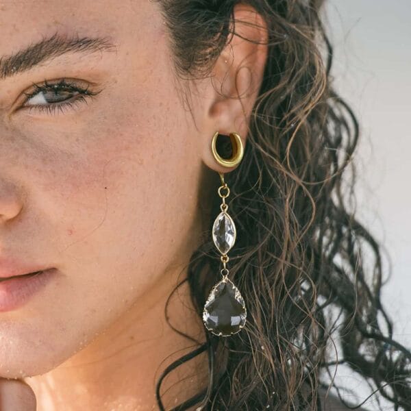 Luxury Crystal Ear Dangle Gauges