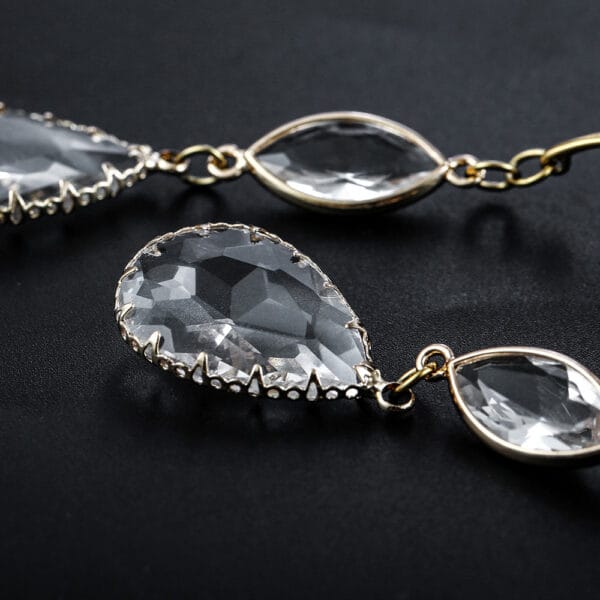 2PCS Luxury Ear Tunnels Dangle Gauges Crystal Earrings