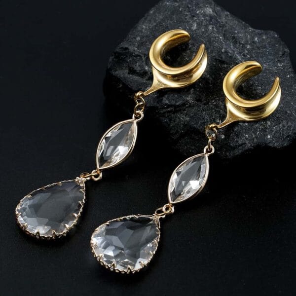 Luxury Crystal Ear Dangle Gauges