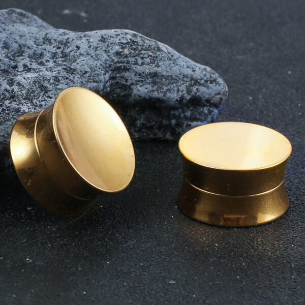 2PCS Stainless Steel Round Ear Tunnels Plugs Body Piercing