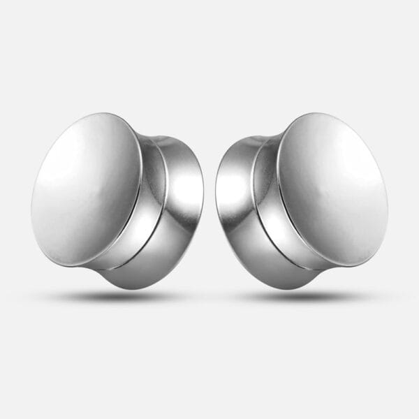 2PCS Stainless Steel Round Ear Tunnels Plugs Body Piercing