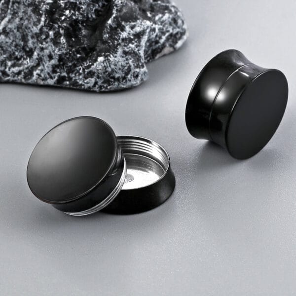 2PCS Stainless Steel Round Ear Tunnels Plugs Body Piercing