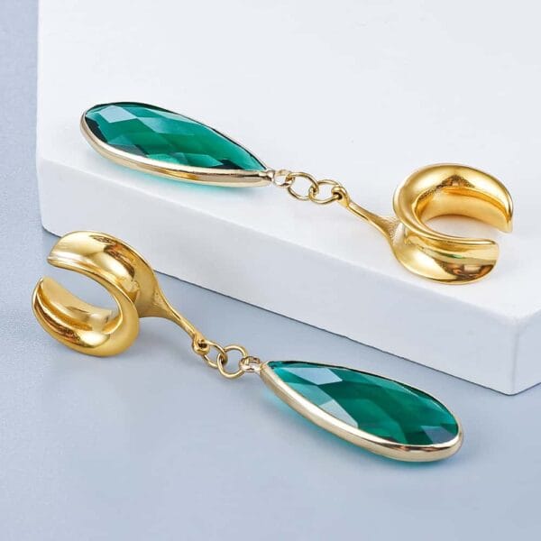 Green Crystal Stone Ear Dangle