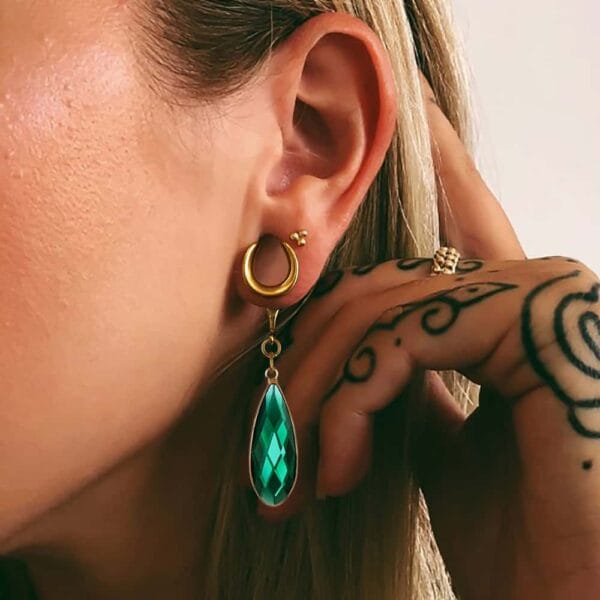 Green Crystal Stone Ear Dangle