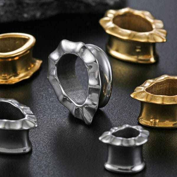 2PCS Fashionable Water Drop Stainless Steel Ear Gauges