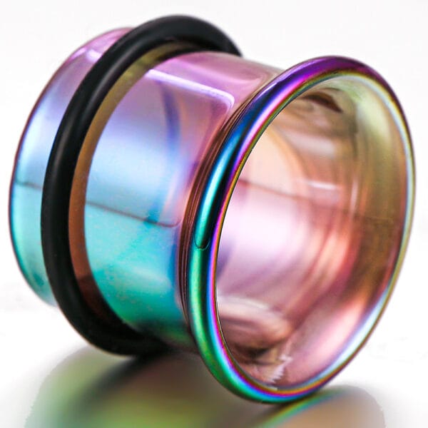 2PCS 6-20mm Rainbow Pyrex Glass Stretching Round Ear Gauges