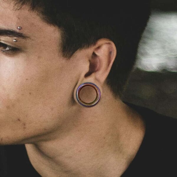 Rainbow Pyrex Glass Ear Gauges