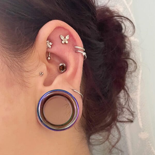 2PCS 6-20mm Rainbow Pyrex Glass Stretching Round Ear Gauges