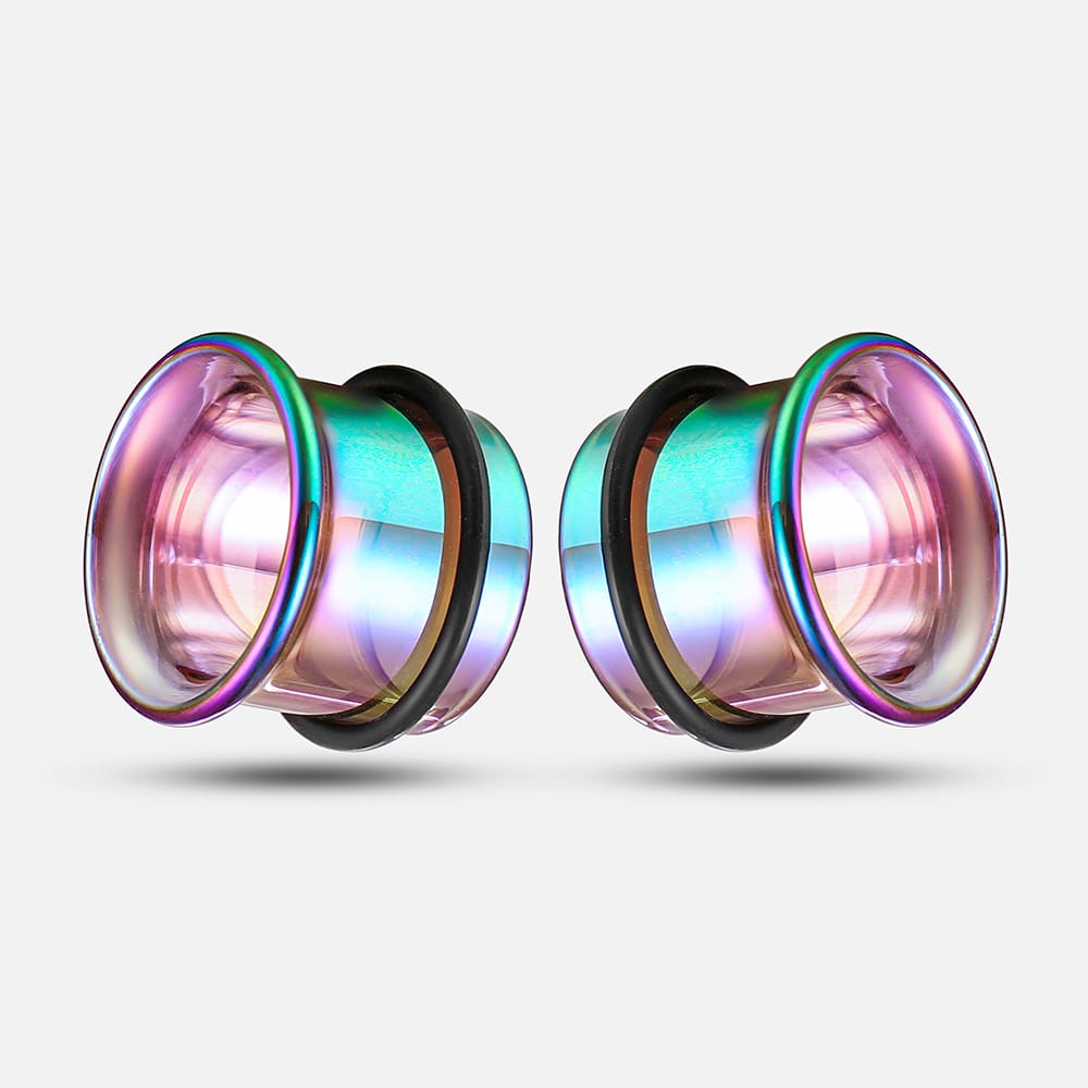 Rainbow Pyrex Glass Ear Gauges