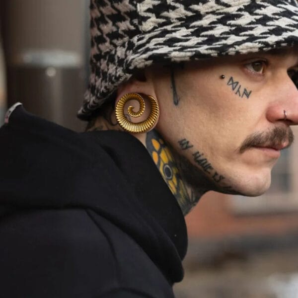2PCS 316 Stainless Steel Cool Ear Tunnels Plug Spiral Saddle