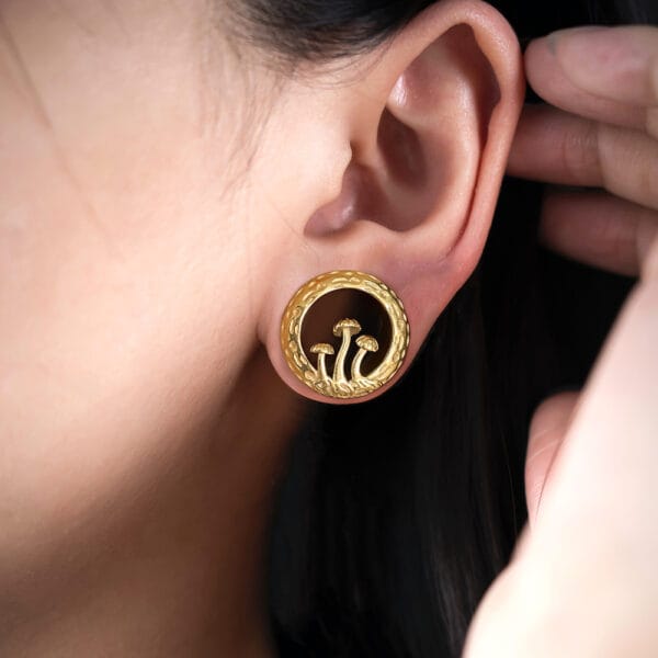 2PCS Stainless Steel New Magic Mushroom Ear Tunnels Plugs