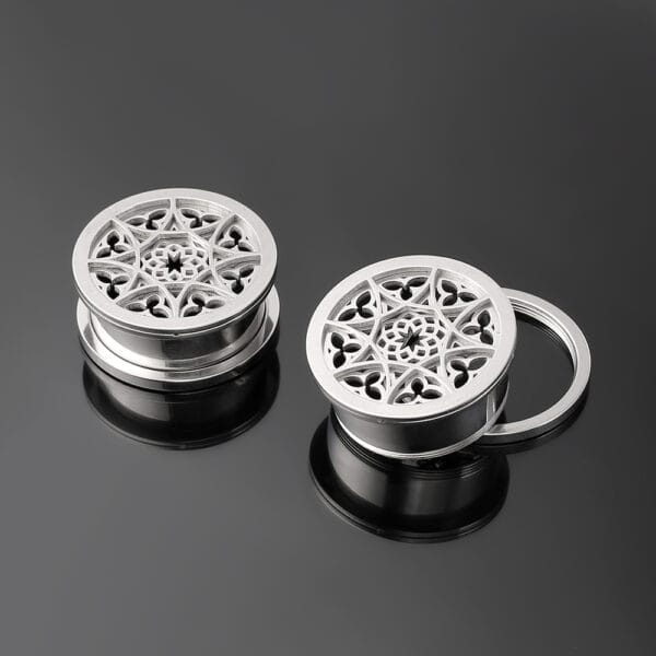 2PCS Flower 316 Stainless Steel Ear Gauges Tunnels Stretcher