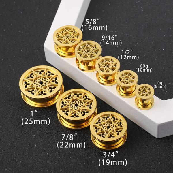 2PCS Flower 316 Stainless Steel Ear Gauges Tunnels Stretcher