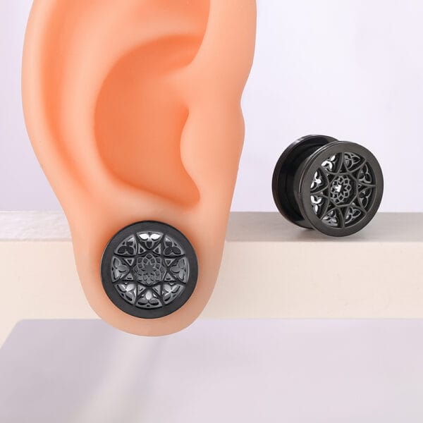 2PCS Flower 316 Stainless Steel Ear Gauges Tunnels Stretcher