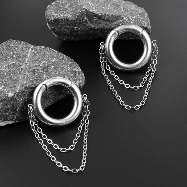 2PCS 2g Chic Chain Ear Weights Hangers 18K Gold