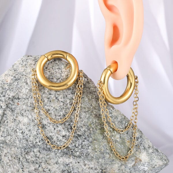 2PCS 2g Chic Chain Ear Weights Hangers 18K Gold