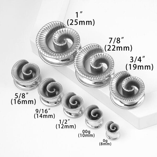 2PCS 316 Stainless Steel Cool Ear Tunnels Plug Spiral Saddle