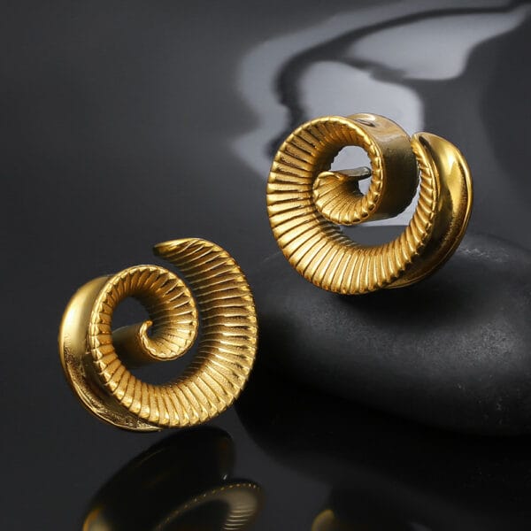2PCS 316 Stainless Steel Cool Ear Tunnels Plug Spiral Saddle