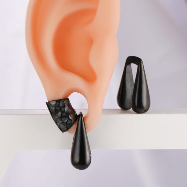 2PCS 00g Water Droplet Ear Weights Hangers Ear Plugs 316 Stainless Steel