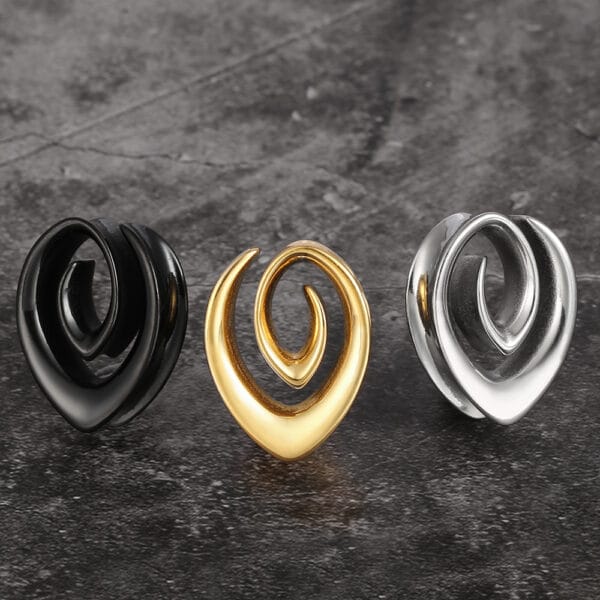 2PCS Spiral Simple Saddle Plugs Piercing Body Jewelry