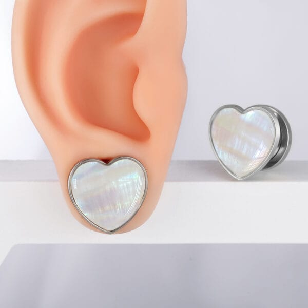 2PCS Fashion Heart Conch Ear Tunnels Plugs Body Jewelry Elegant