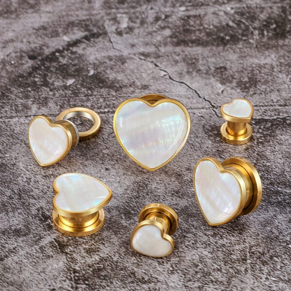 2PCS Fashion Heart Conch Ear Tunnels Plugs Body Jewelry Elegant