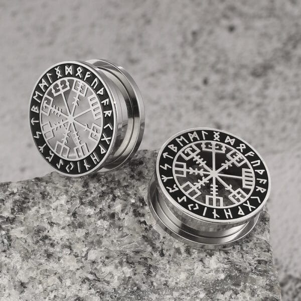 2PCS 316 Stainless Steel Ear Gauges Stretcher Viking Rune