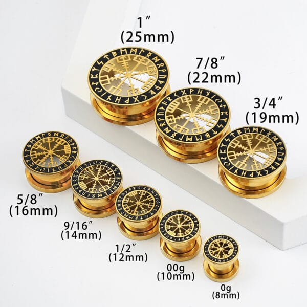 2PCS 316 Stainless Steel Ear Gauges Stretcher Viking Rune