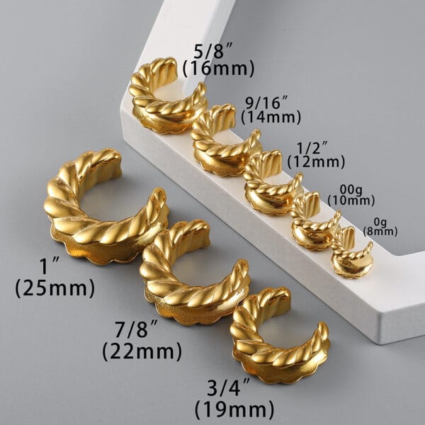 2PCS 316 Stainless Steel Twist Saddle Ear Tunnels Plugs Expander Stretchers