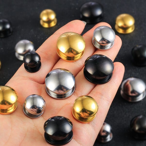 2PCS 316 Stainless Steel Round Ear Gauges Stretcher