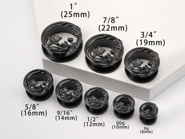 2PCS Ear Tunnels Plugs Piercing Gauges Flower