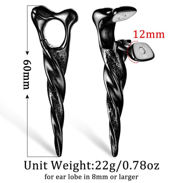 2PCS 316 Stainless Steel Spik Ear Weights Hanger Ear Plugs for Stretched Lobe