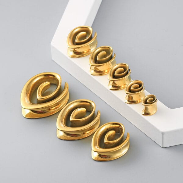 2PCS Spiral Simple Saddle Plugs Piercing Body Jewelry