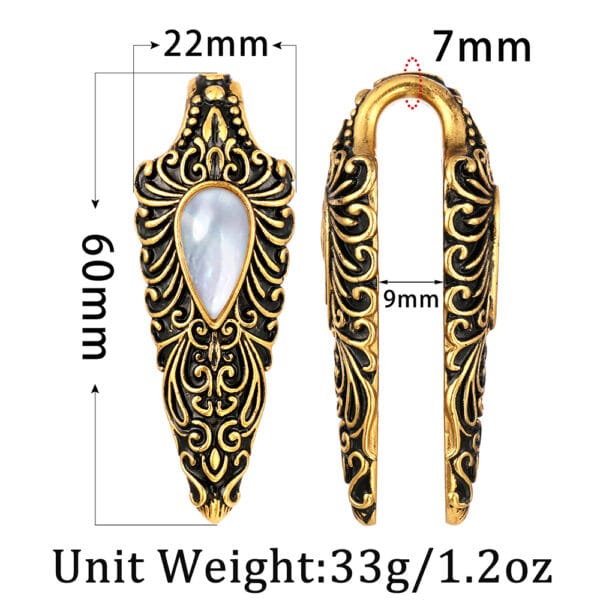2PCS 7/8'' 22mm Conch Floral Ear Weights Hangers