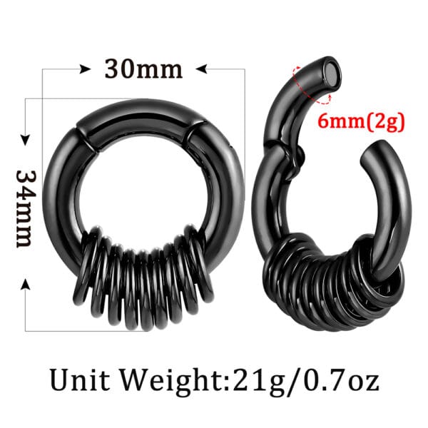 2PCS 2g Stacked Hoops Ear Weights Hangers Piercing Body Jewelry