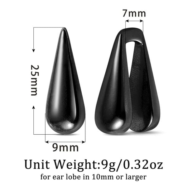 2PCS 00g Water Droplet Ear Weights Hangers Ear Plugs 316 Stainless Steel