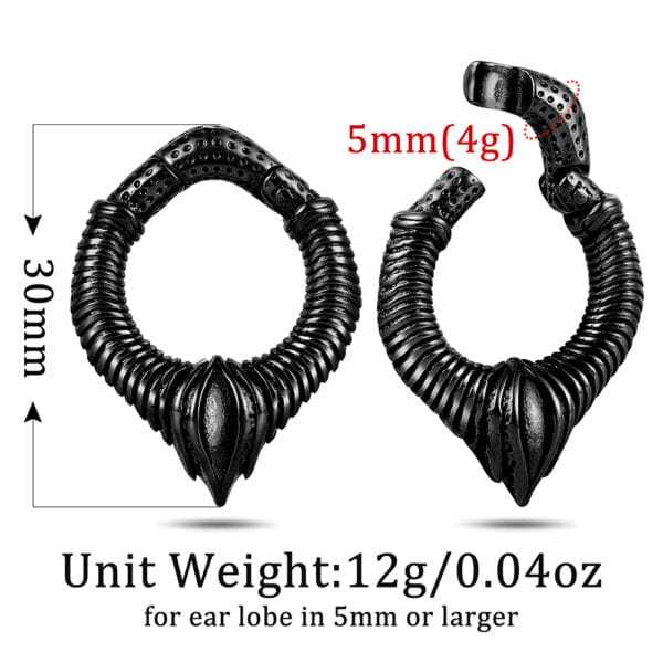 2PCS Gothic Punk Ear Weights Hangers Ear Plug for Stretched Lobe