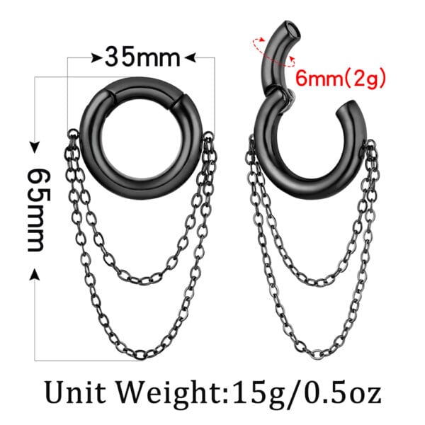 2PCS 2g Chic Chain Ear Weights Hangers 18K Gold