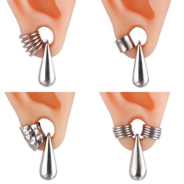2PCS 00g Water Droplet Ear Weights Hangers Ear Plugs 316 Stainless Steel
