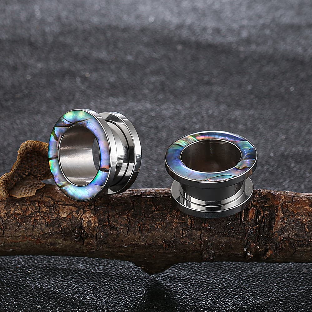 Screw Fit Colorful Shell Ear Tunnels - Image 4