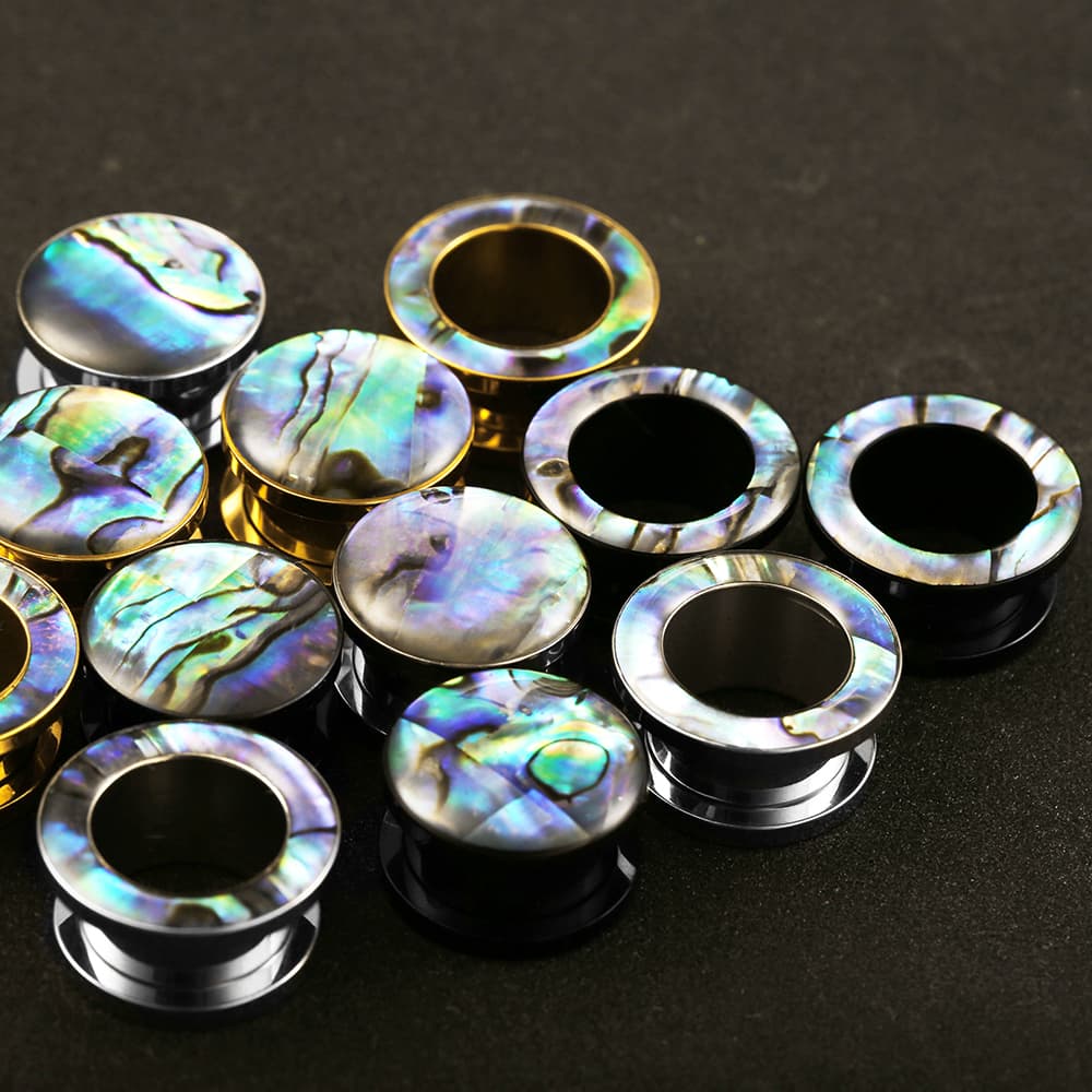 Screw Fit Colorful Shell Ear Tunnels - Image 3